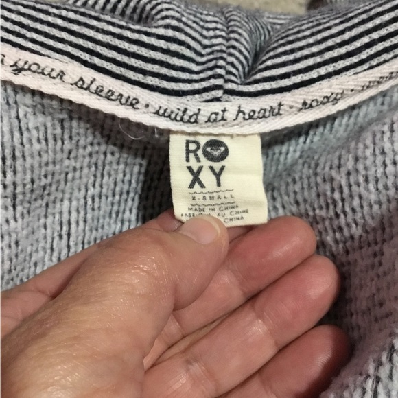 Roxy Knit Pea Coat Hooded Striped Navy White Size X-Small - Picture 7 of 8